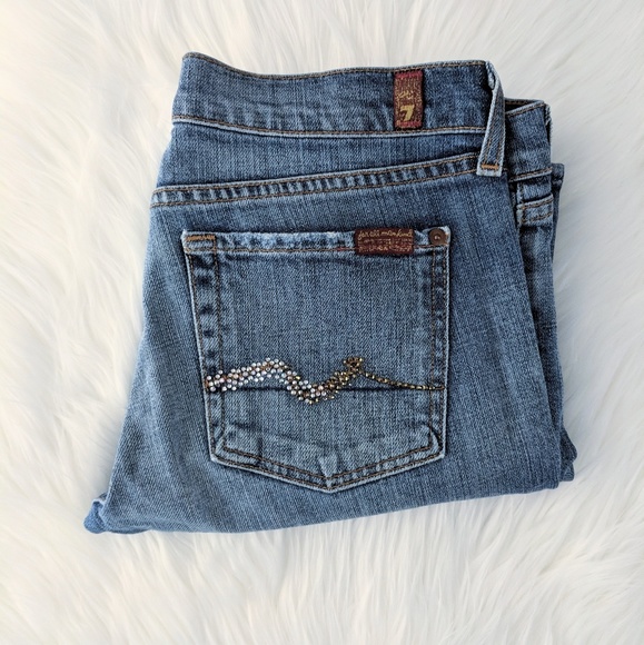 7FAM | Crop Bootcut with Decorative Rhinestones 28 - Picture 8 of 8